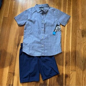 Tony Hawk Kids Sz 12 (L) Blue 2-Piece Set Collared Button Down Shirt & Pant NWT